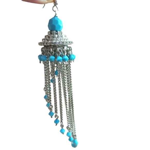 3 sets of exotic India Art Azure Polki Post Earrings with Cut Glass - Picture 6 of 6